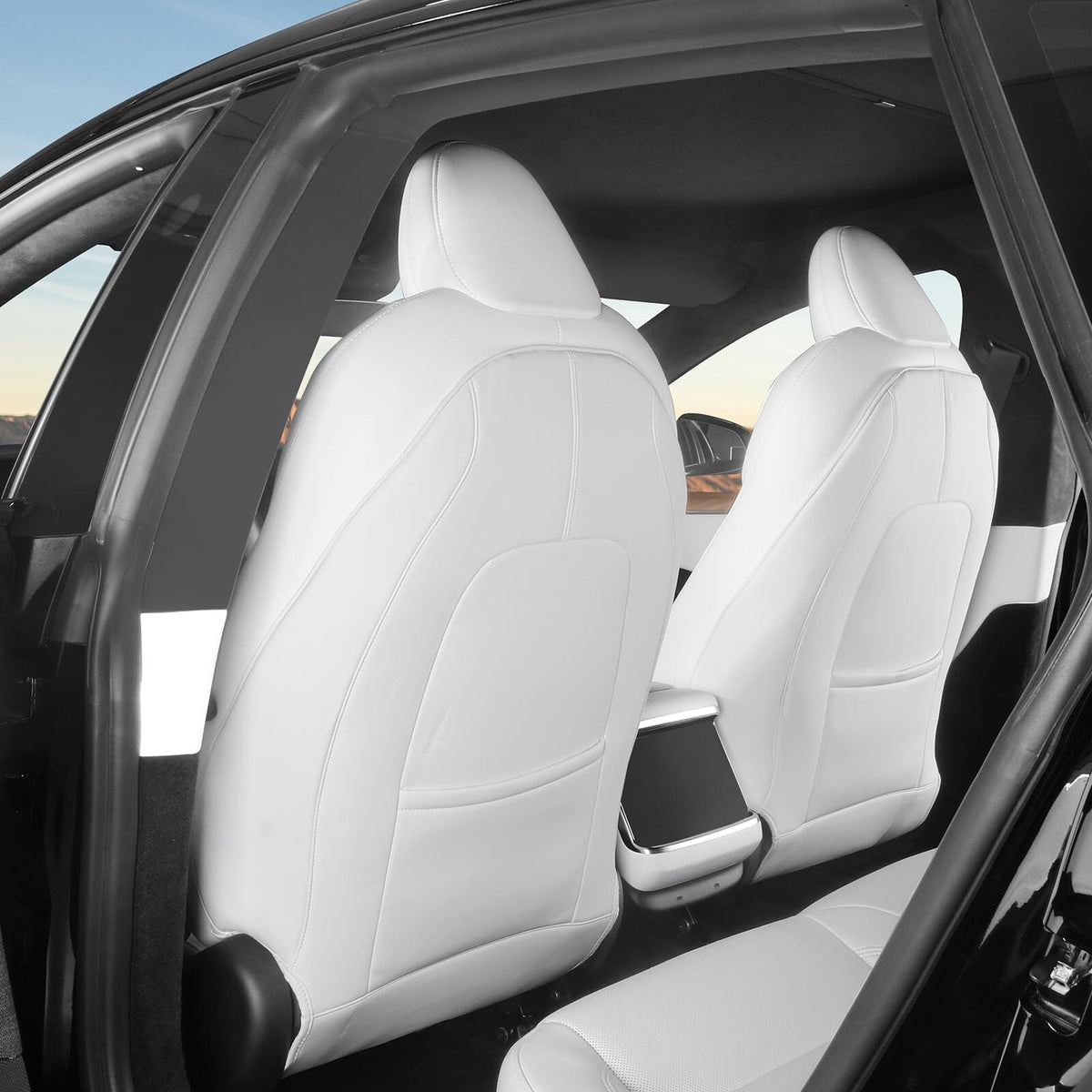 2026 Tesla Model Y(Juniper)/3/S/X Leather Seat Back Kick Protector, Backseat ...