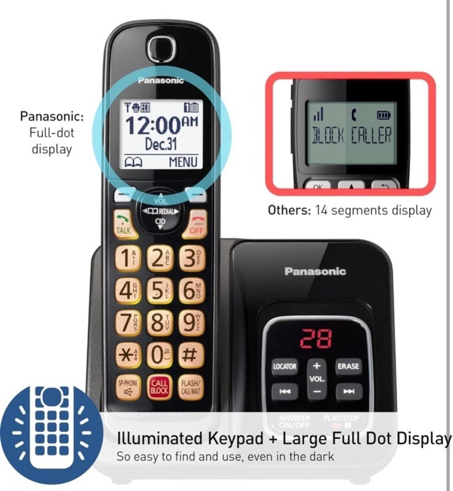 KX-TGD832M Panasonic 2-Handset Cordless Phone with Call Block & Bilingual ID
