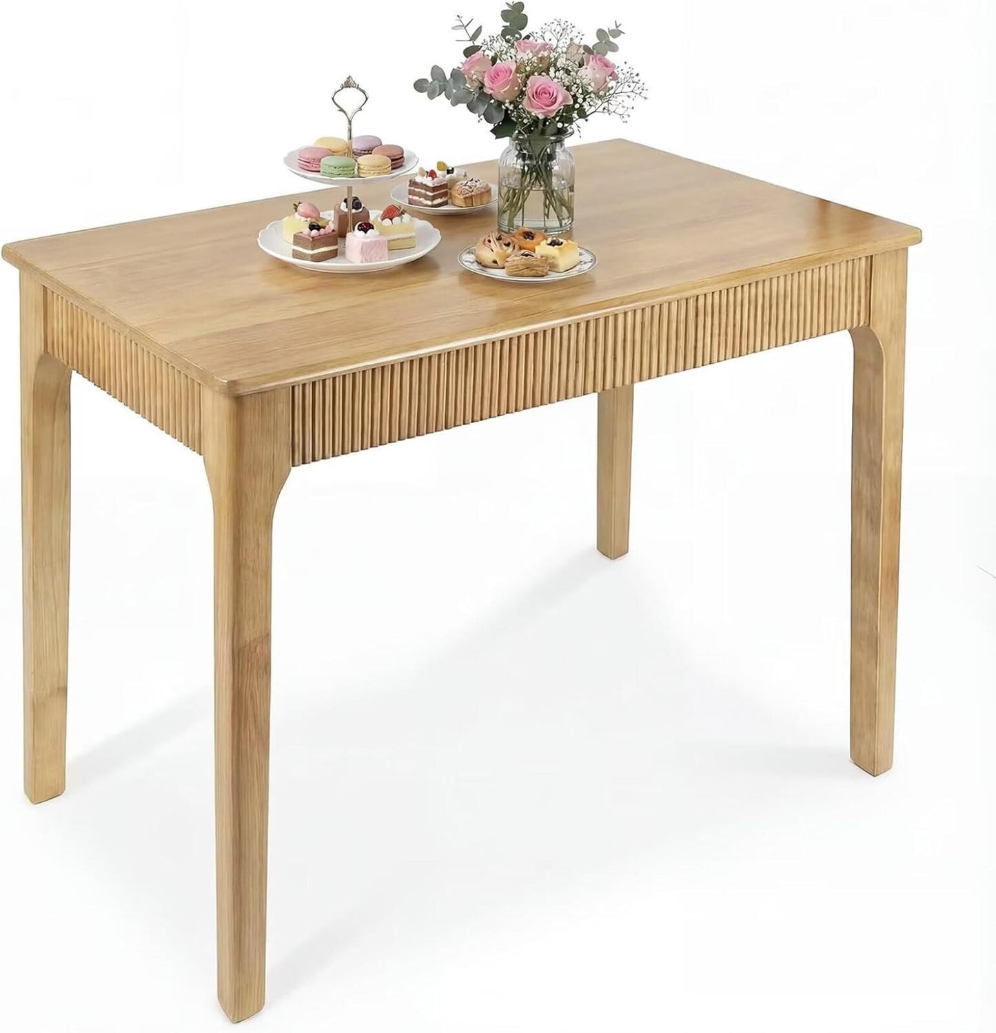 31.5" Solid Wood Dining Table for 2 - Modern Farmhouse Design for Small Spaces