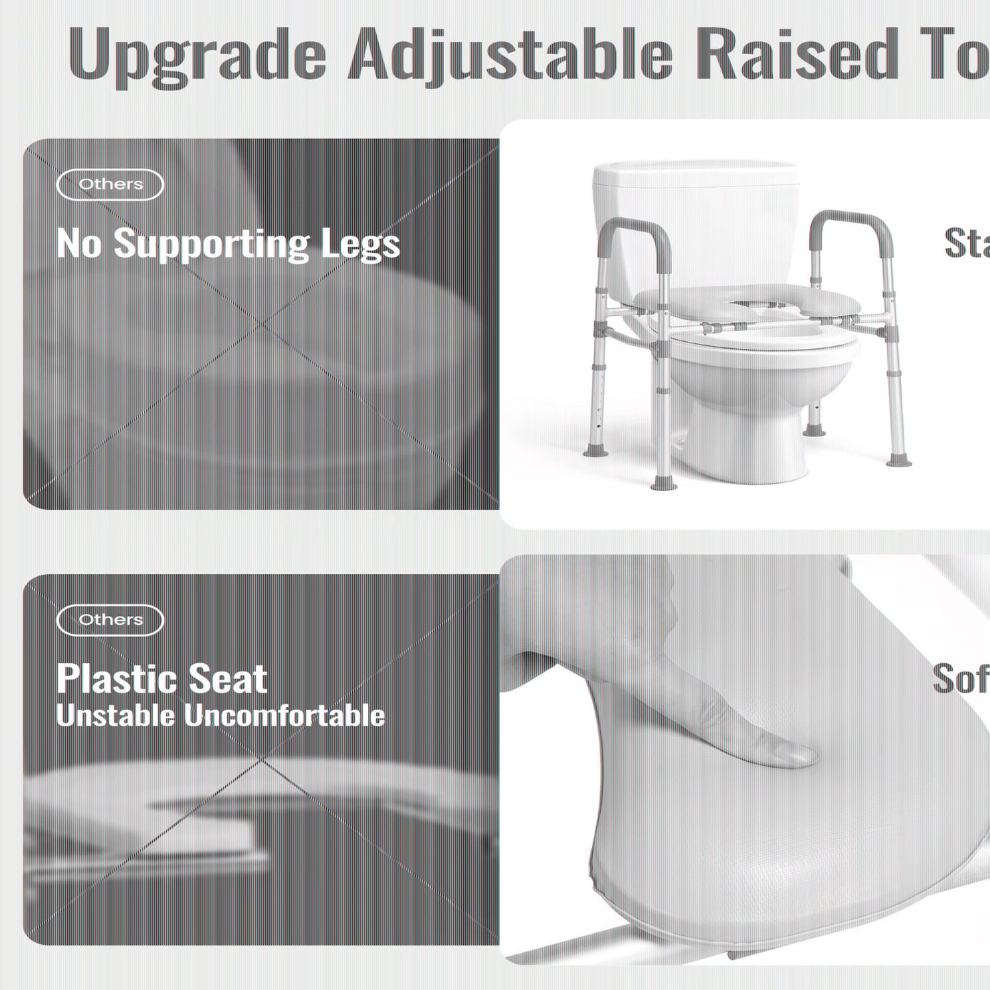 Deewow Raised Toilet Seat Risers with Handles, for Seniors, Handicap, Pregnant