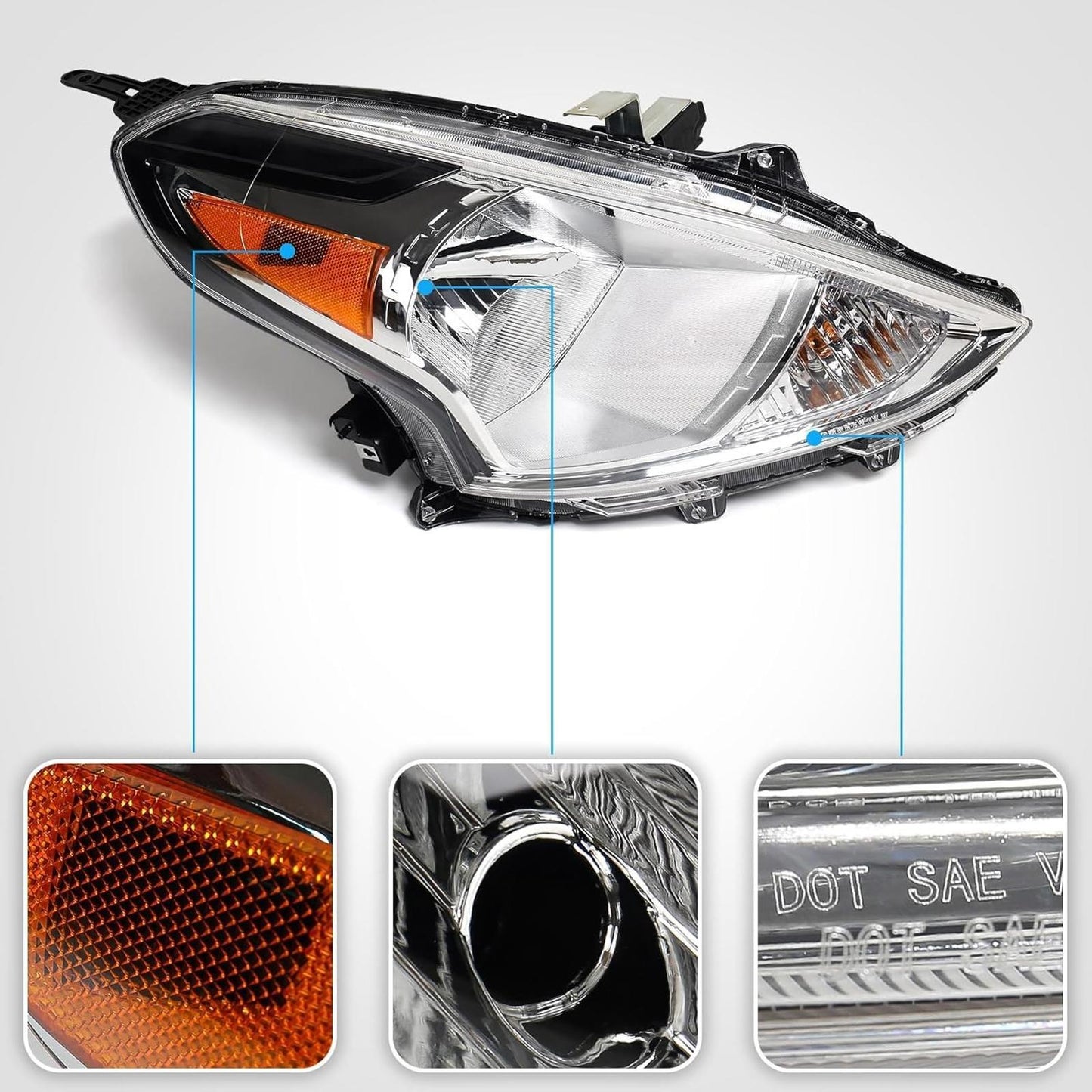 Halogen Headlight Assembly Fit for Nissan Versa 2015-2019 RH