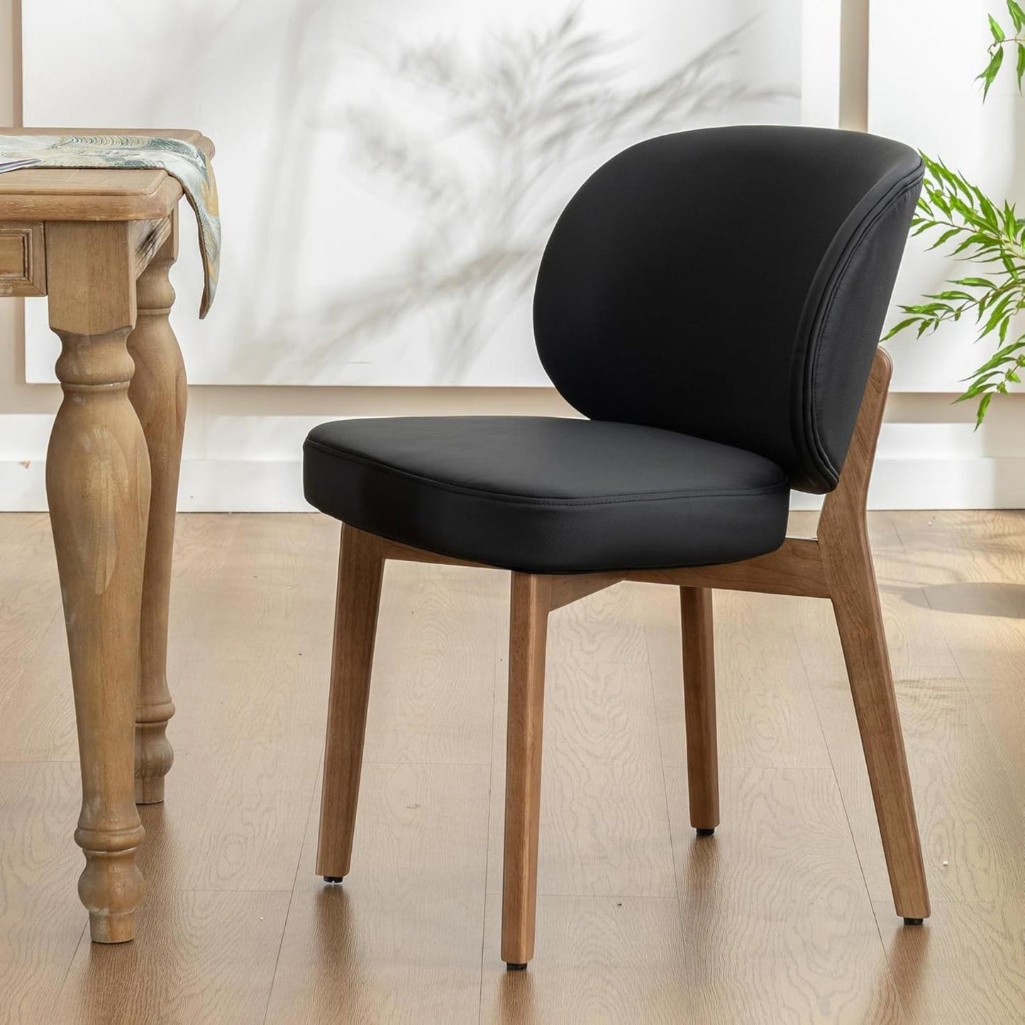 Black Dining Chair with High Back Single Mid Century Modern Kitchen Chair