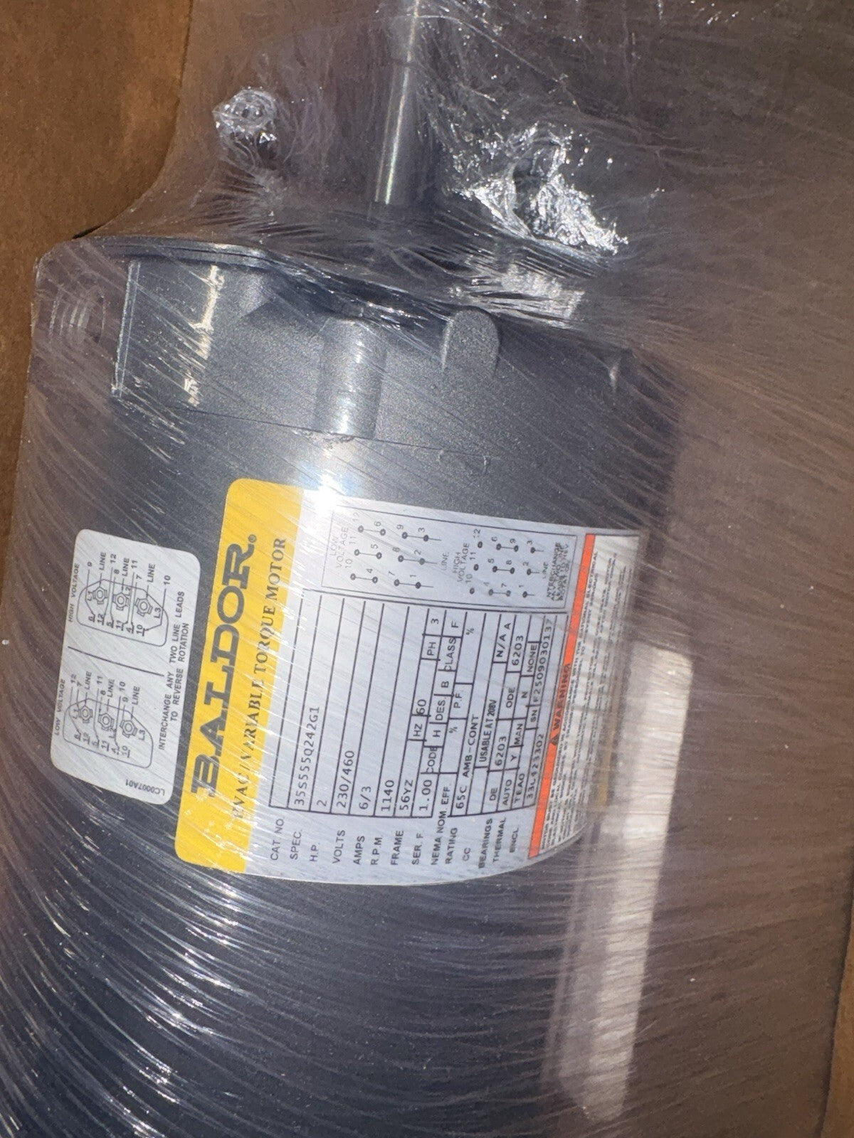 Baldor 330423302 208/230/460V 3PH 2HP FAN MOTOR          frame 56YZ