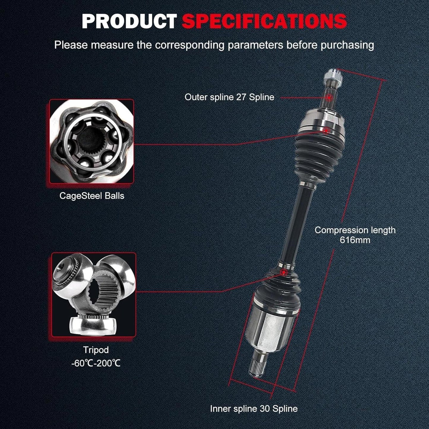 NCV82002 CV Axle Shaft Assembly Fit For Jeep for Cherokee 2.4L 2014-2015