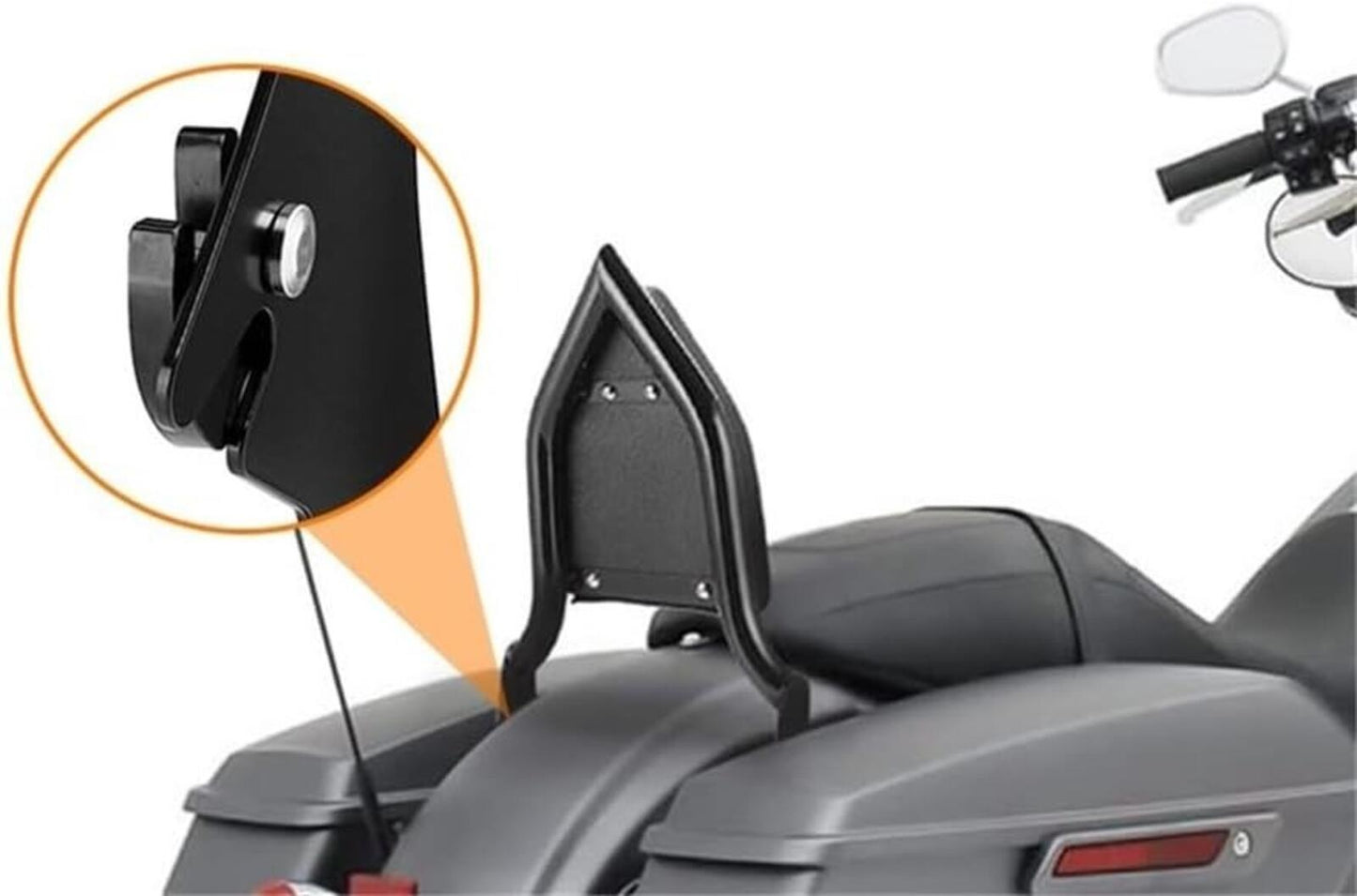 Road King 2009-25 14" Motorcycle Black Detachable Rear Passenger Seat Backrest