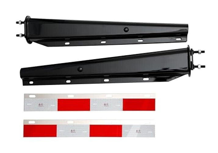 Black Straight Spring Loaded Mud Flap Hanger 2.5" Bolt Spacing,30" Length.