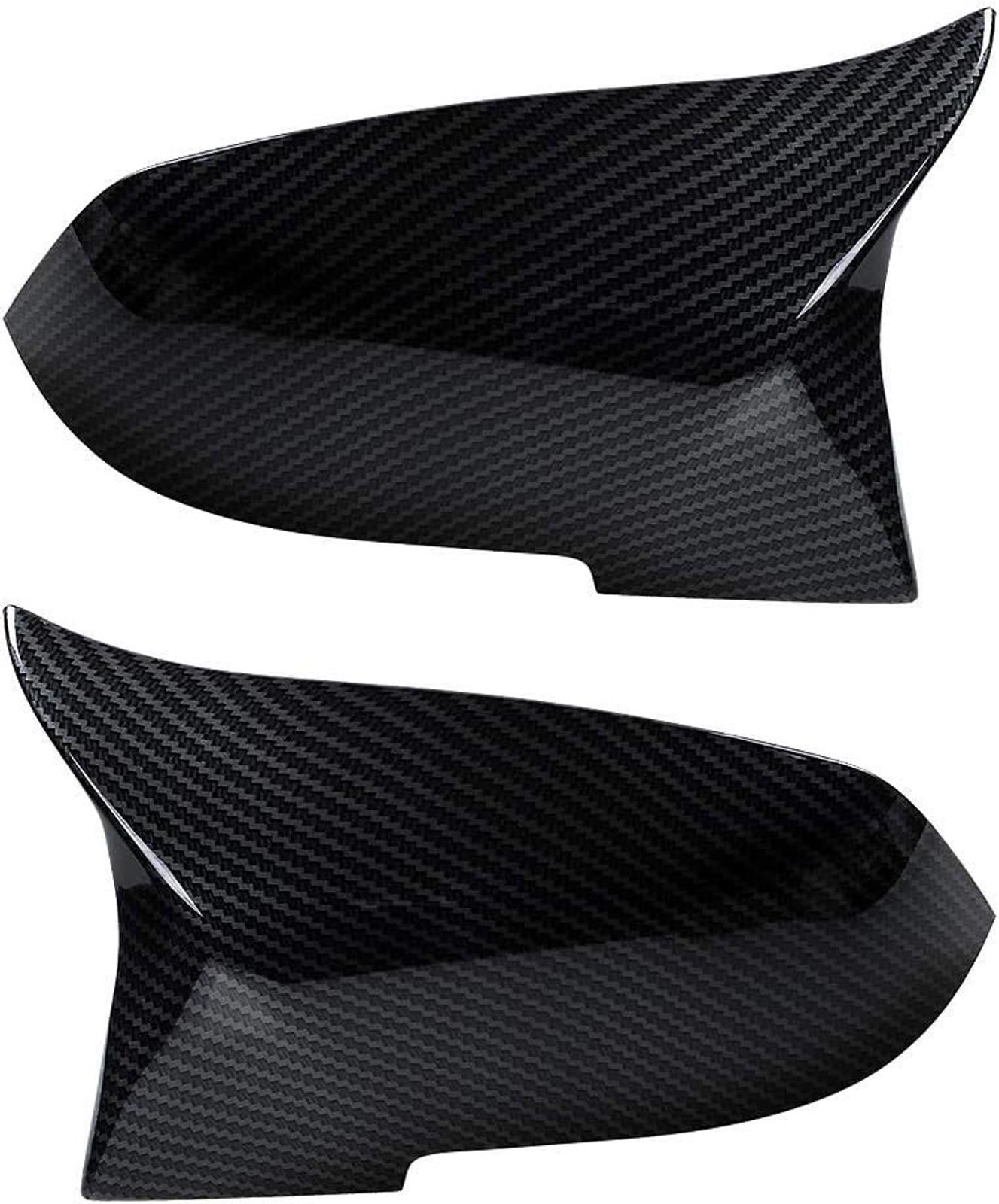 LH RH Door Wing ABS Carbon Fiber Side Mirror Cover Cap Compatible with BMW