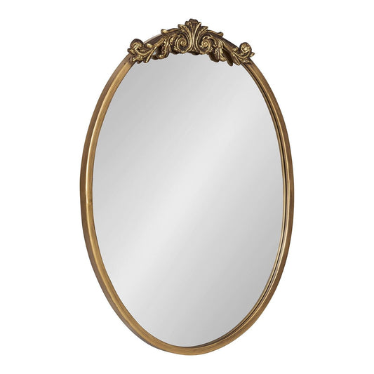 Kate and Laurel Arendahl Ornate Glam Oval Wall Mirror, 18 x 24, Antique Gold, Be