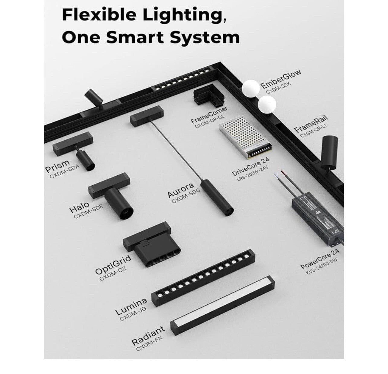 SCON 6-Pack Track Rails, Recessed Magnetic Track Lighting Kit
