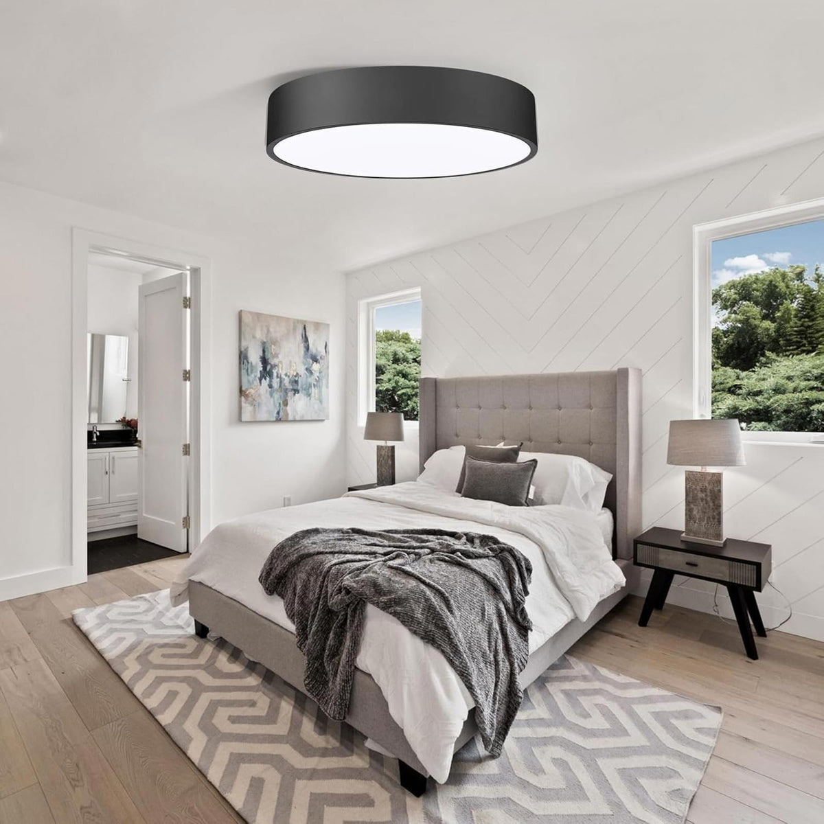 16 inch Round Flush Mount Ceinling Light Fixture 3-Light Modern Ceiling Light