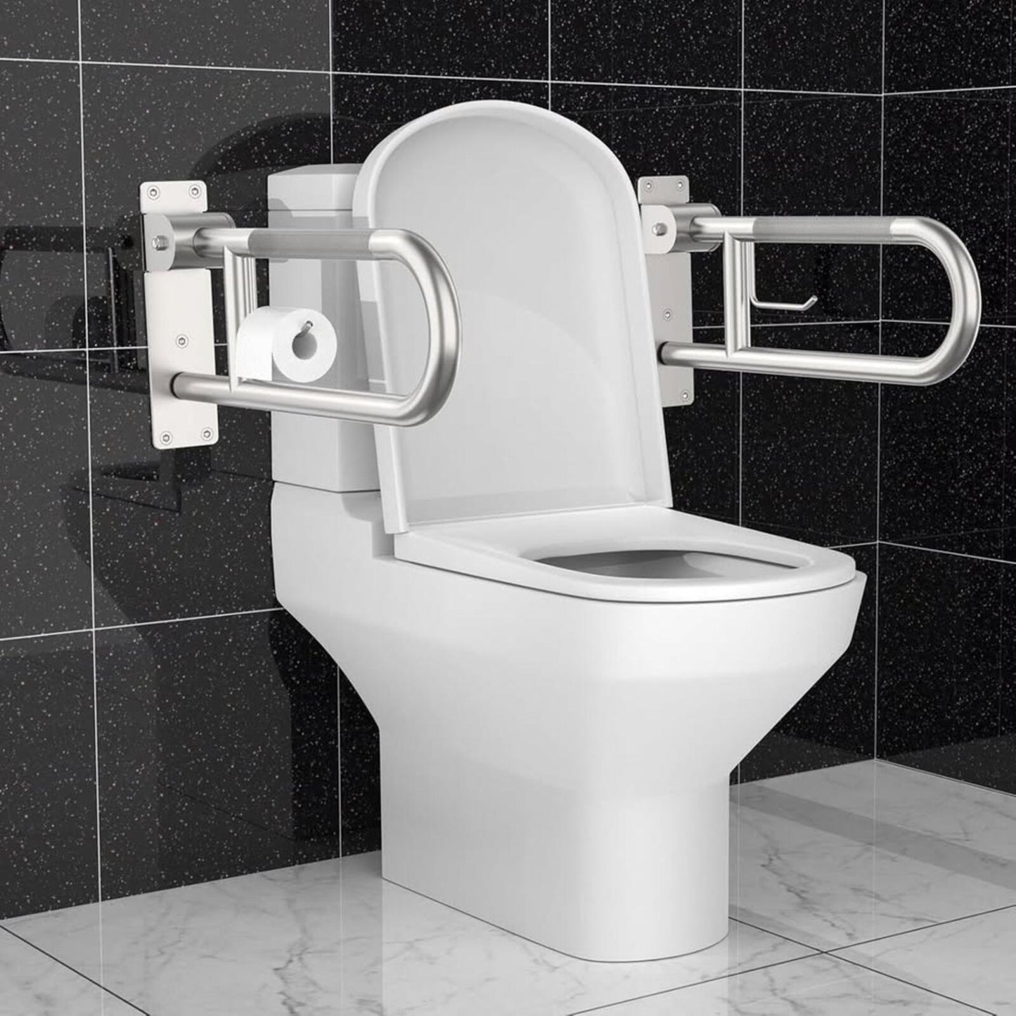 Toilet Grab Bar 22.4 Inch Munzong Anti-Slip Handicap Grab Bars with Paper Holder