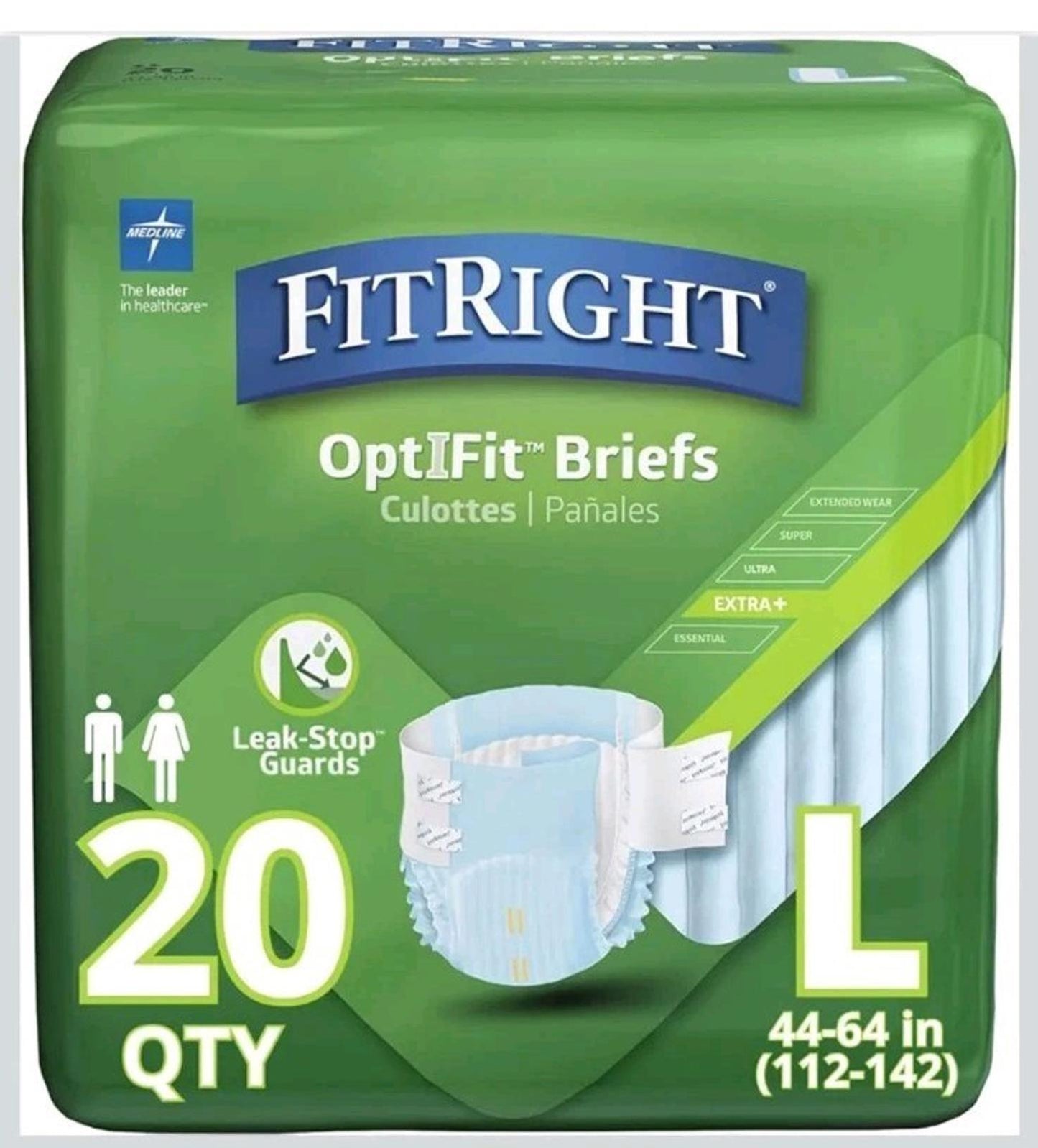 Case Of 60 FitRight Super Protective Underwear, Size L, for Waist Size 40"-56",
