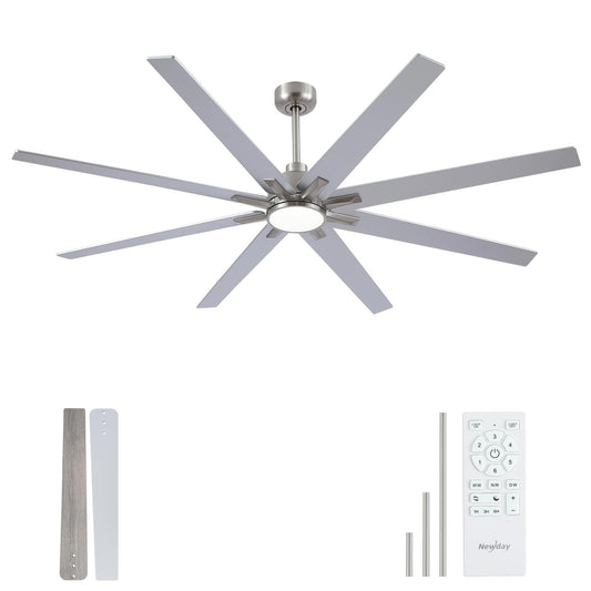 72 inch Large Ceiling Fans with Lights and Remote, Indoor/Outdoor Brushed Nic...