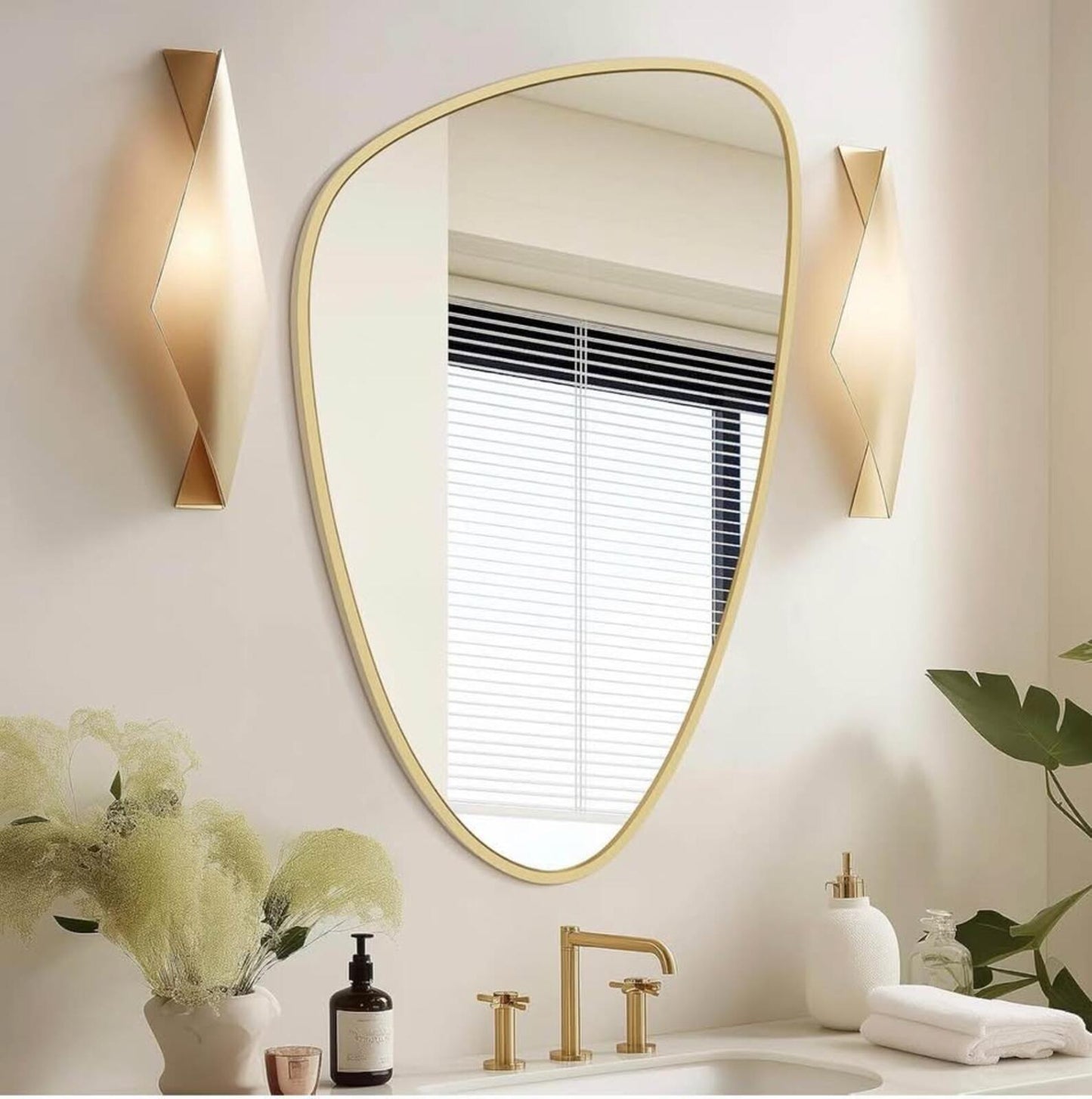 Cool Irregular Gold Frame Mirror