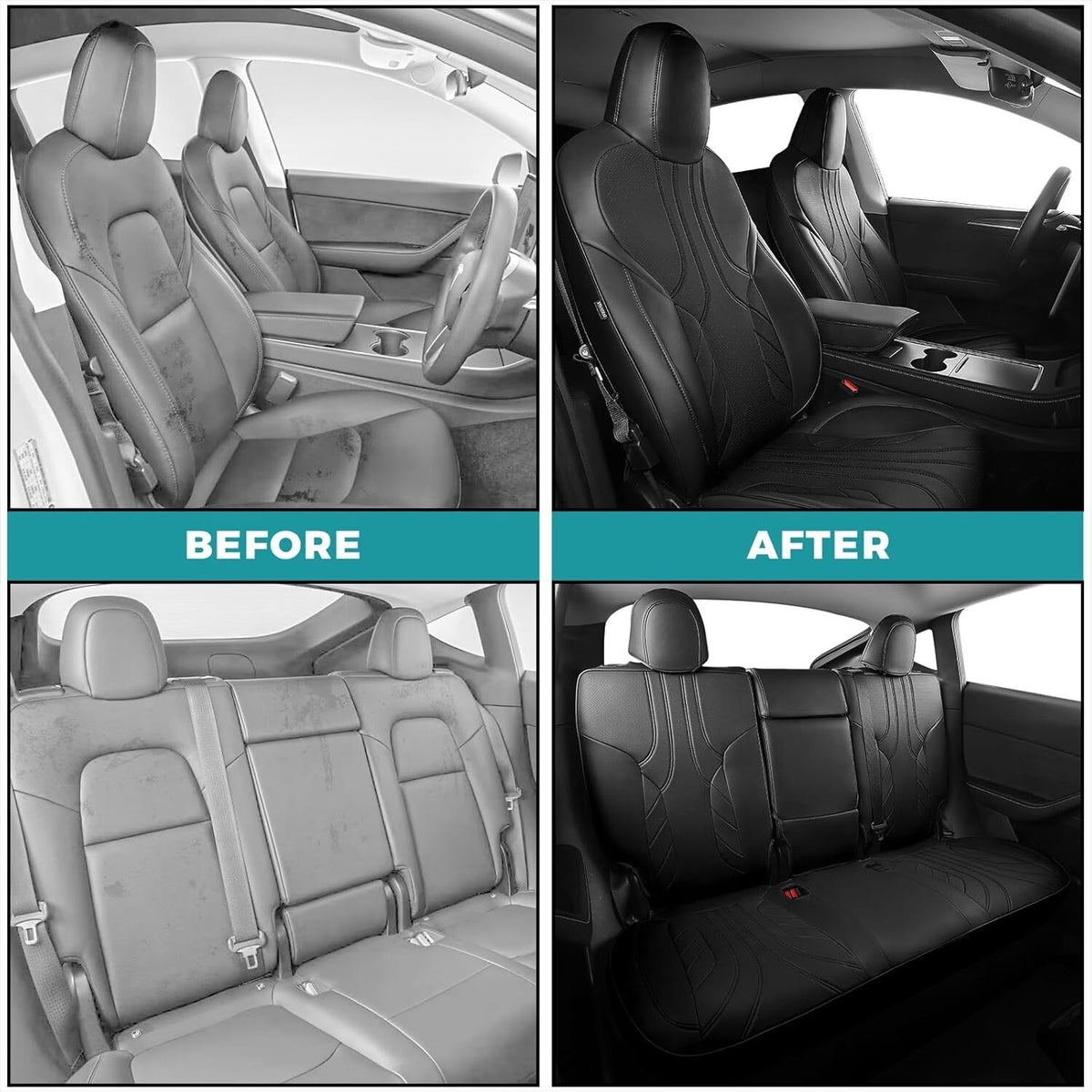Custom Fit for Tesla Model Y Seat Covers Model Y - 5 Seater Full Set Black