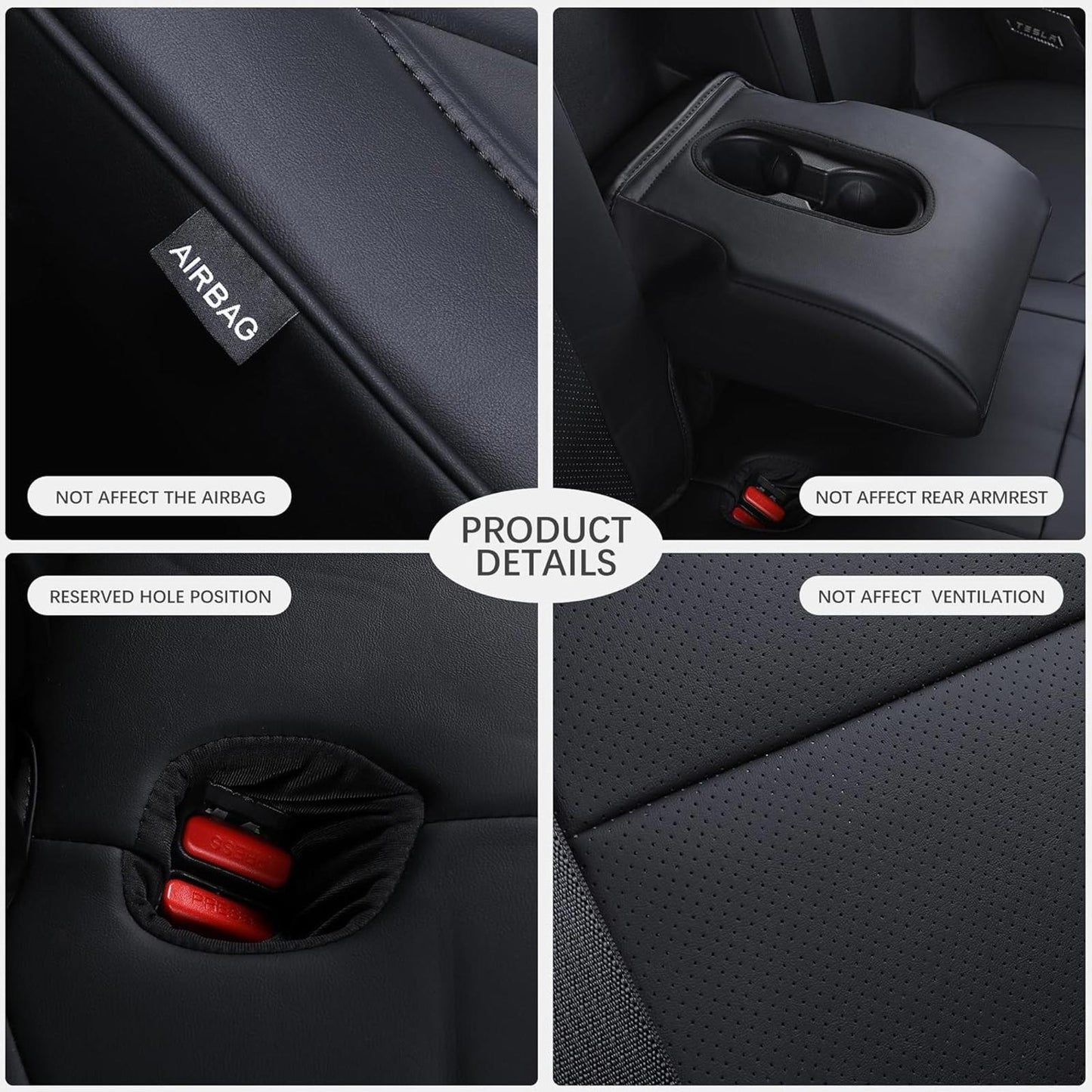 Suitable for Tesla Model Y Seat Covers, Waterproof Faux Leather Car Seat Covers
