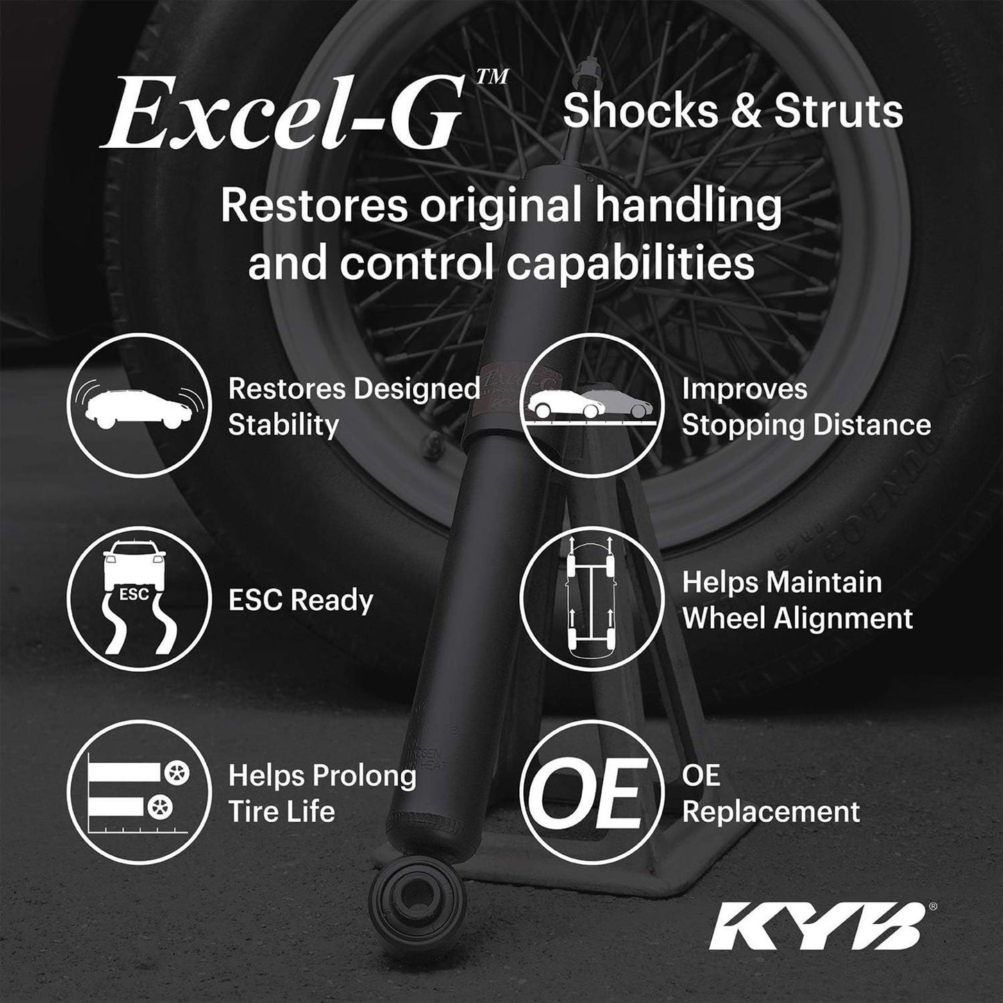 KYB 339422 Excel-G Gas Strut, Black