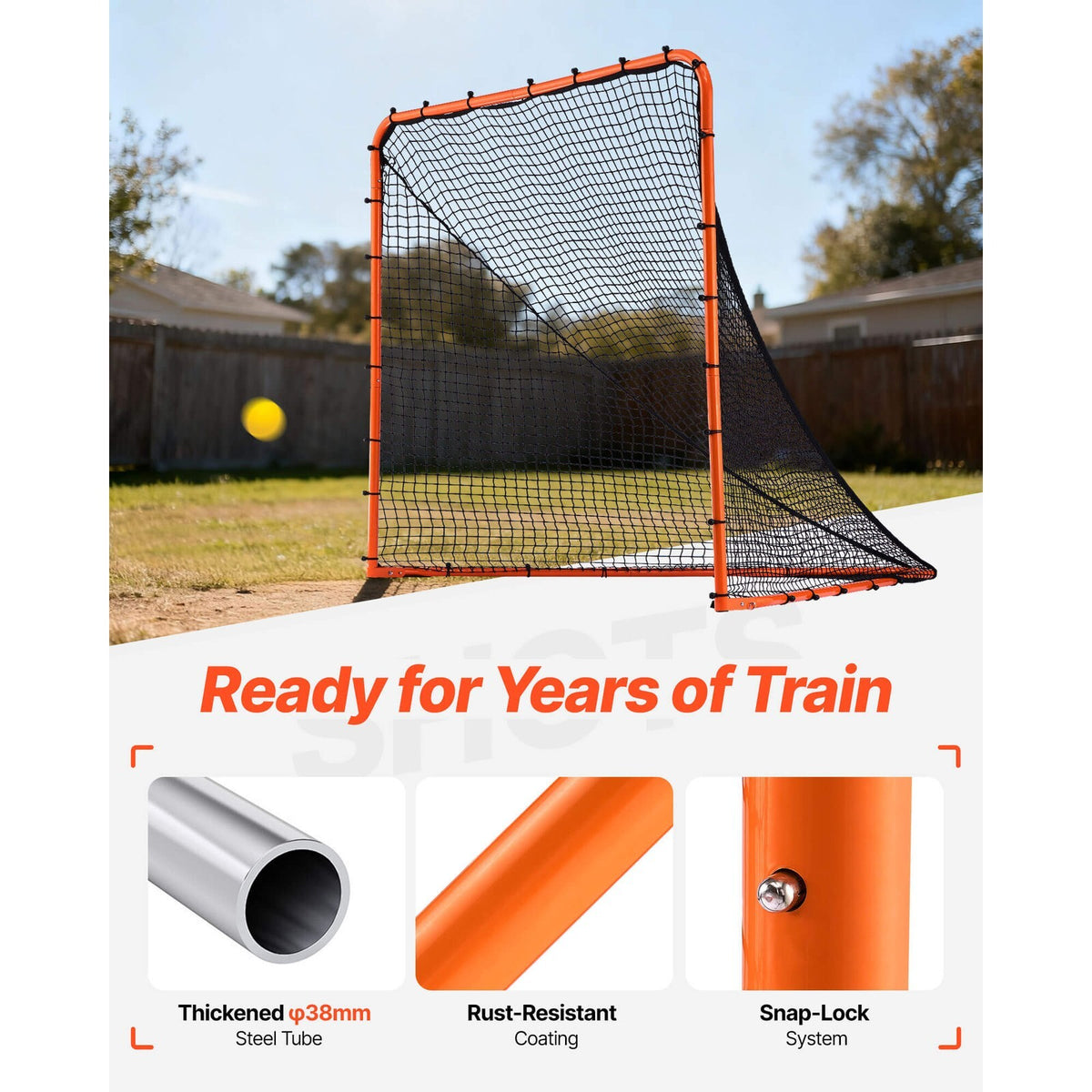 6'x6'x7' Lacrosse Goal Net Folding Backyard Lacrosse Training Equipment