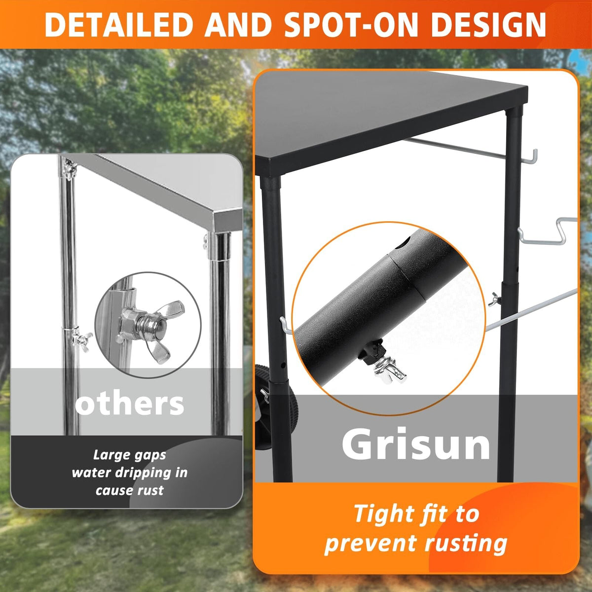 Grill Side Table for Weber Kettle 22/26, for Weber Smokey Mountain 22 Grill, ...