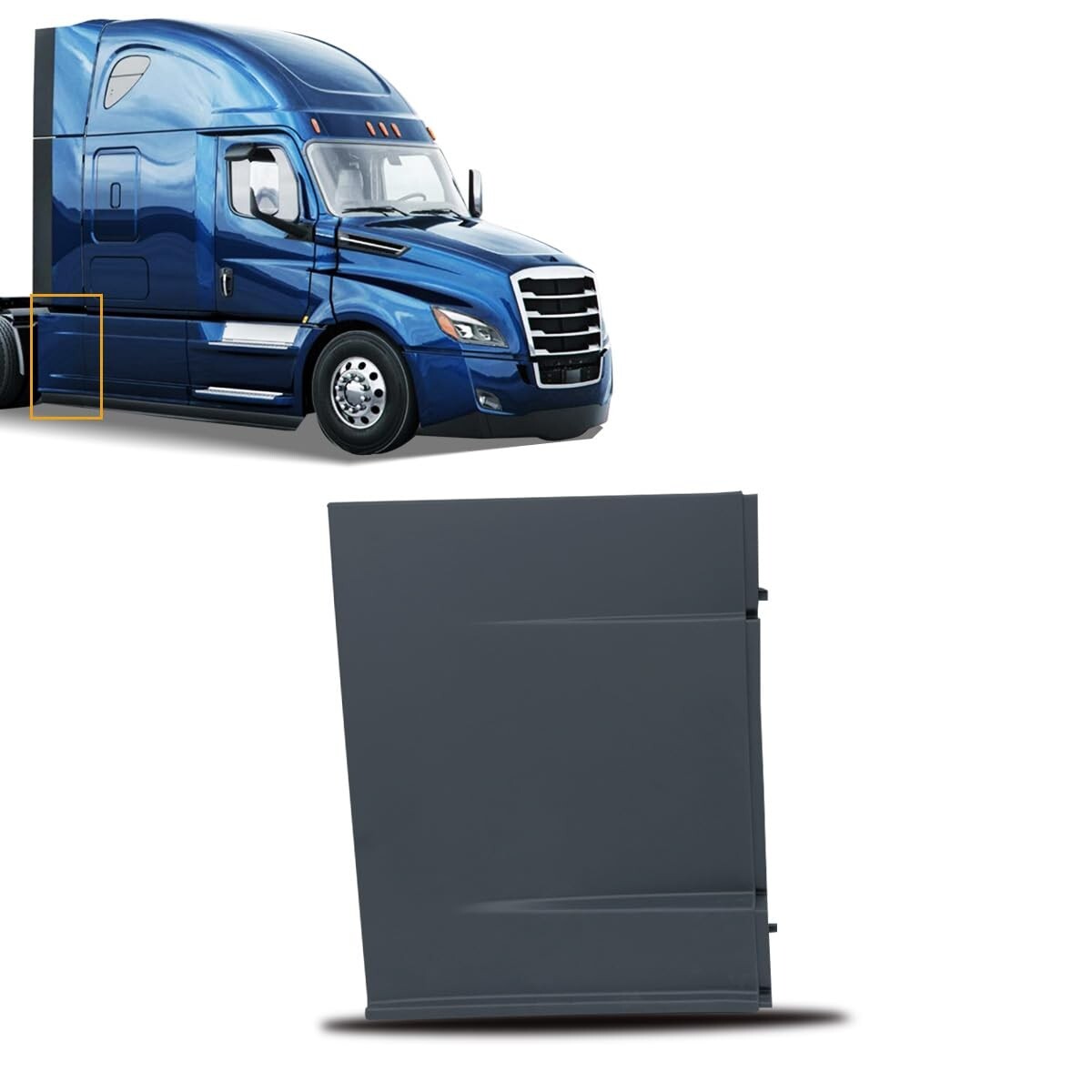 2018+ Freightliner Cascadia Left Rear Fairing Panel Black ABS Driver Side