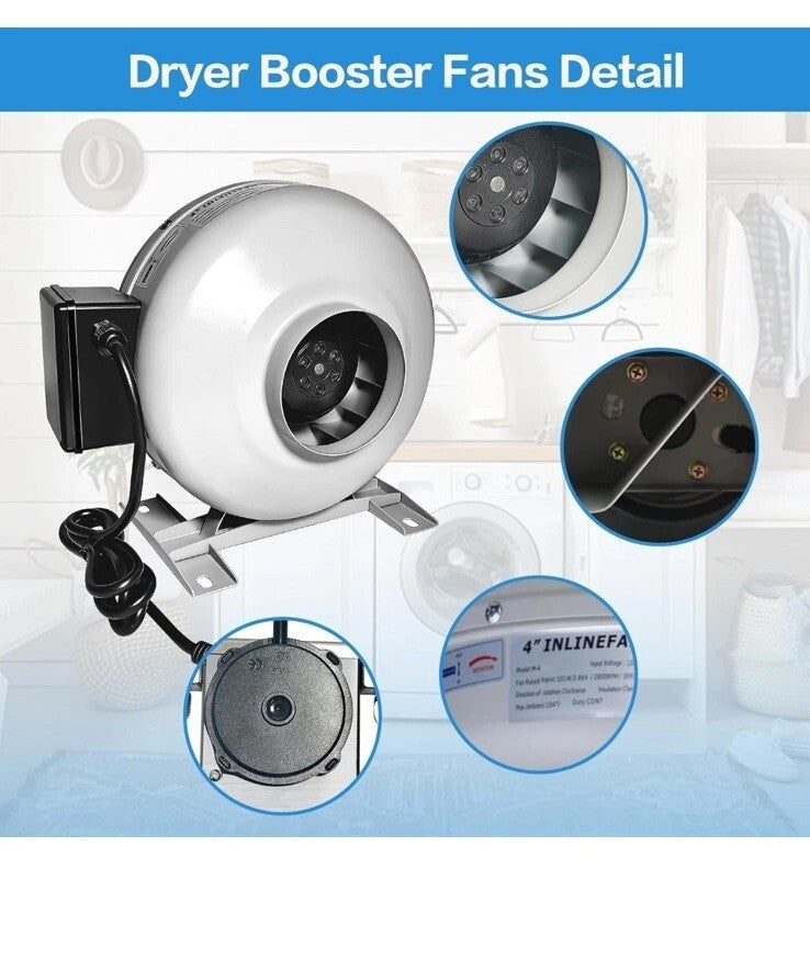 M-4DBT Automatic Dryer Duct Booster Exhaust Fan for Clothes Dryers