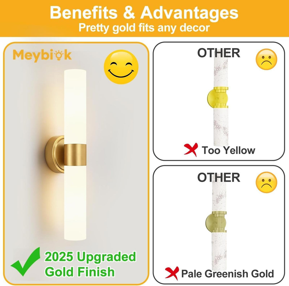 Wall Sconces Set of Two, Modern Bathroom Sconces Wall Lighting with Milky White