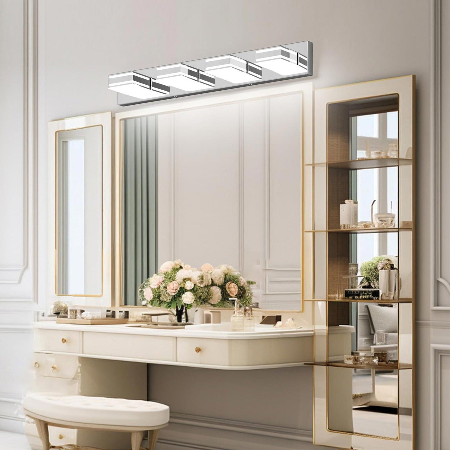 Ralbay Modern Chrome Vanity Light for Bathroom 4-Light 30inch 30 inch,