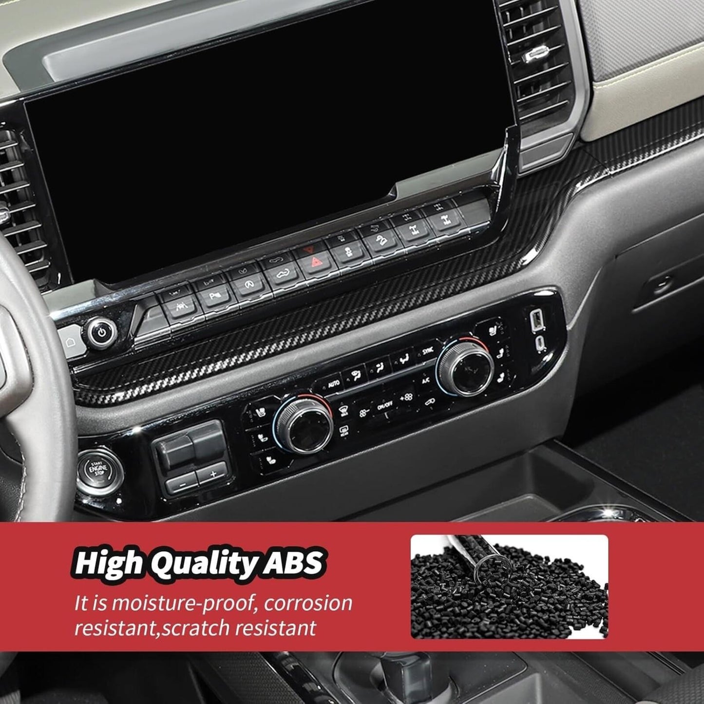 Carbon Fiber Interior Center Console Dash Panel Cover Trim for Chevrolet Chevy