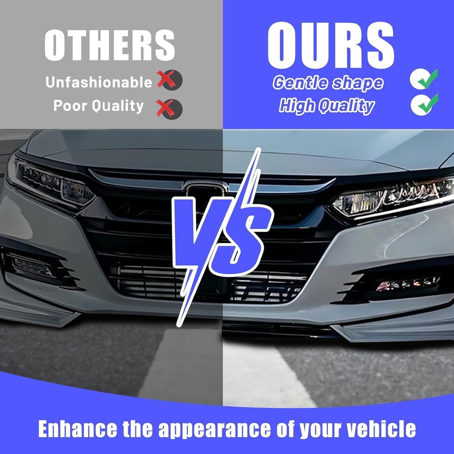 Front Bumper Lip Splitter Compatible with 2018-2022 Honda Accord 4Dr Sedan Air D