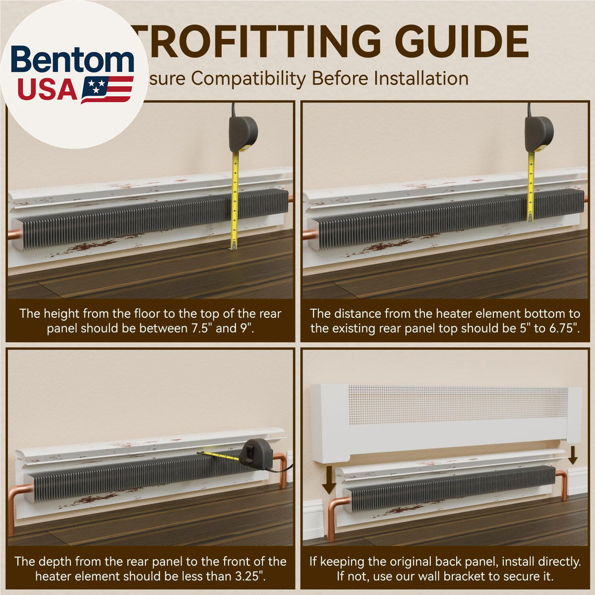 4Ft Galvanized Steel Easy Slip-On Baseboard Heater Cover with Left and Right End