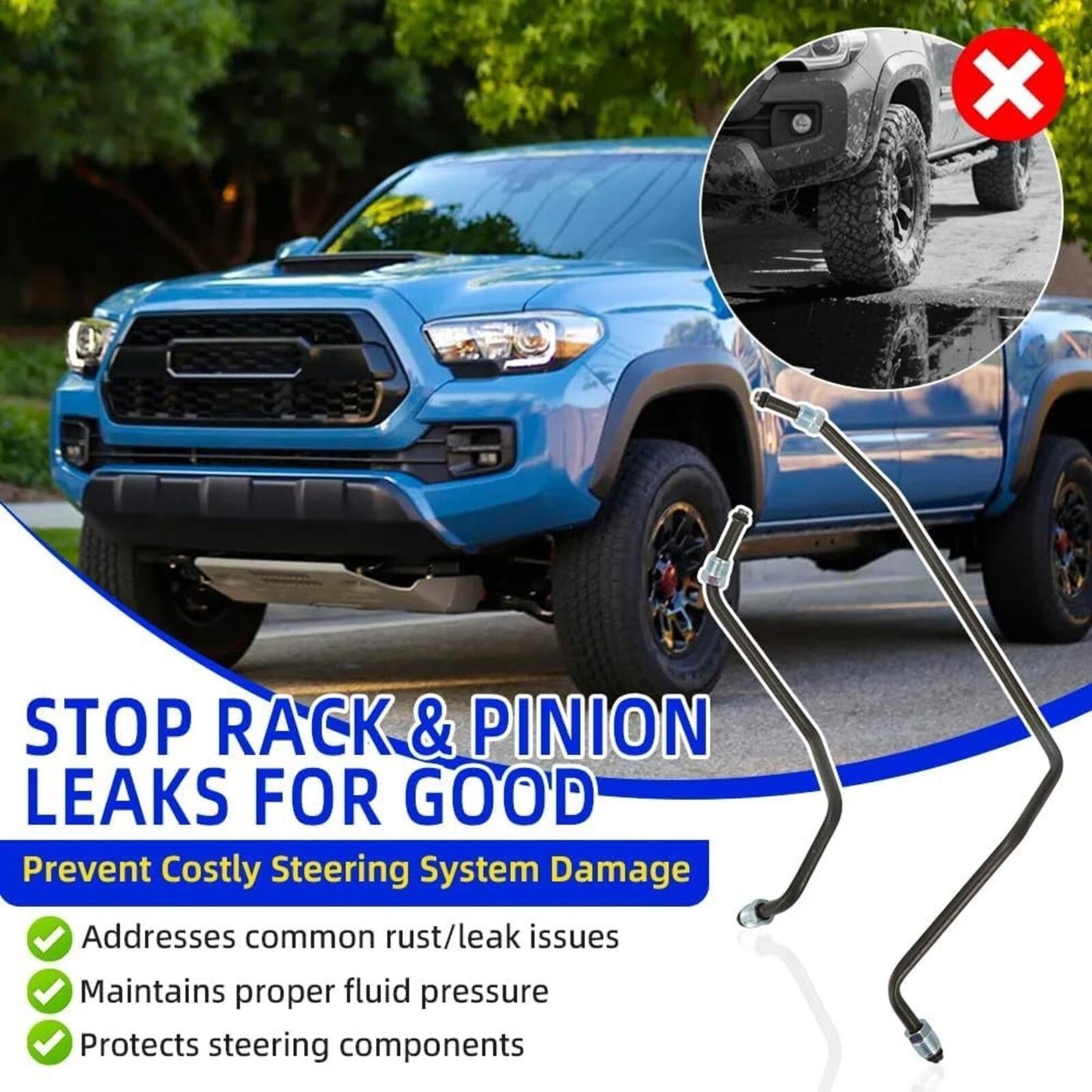 For Toyota Tacoma 4x4 2005-18 Rack and Pinion Transfer Line Hard Hydraulic Lines