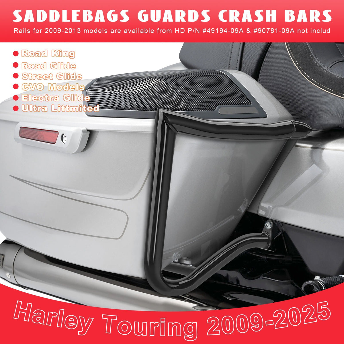 Saddlebag Guard Crash Bar for Harley Touring Street Glide Road Glide 2009-2026