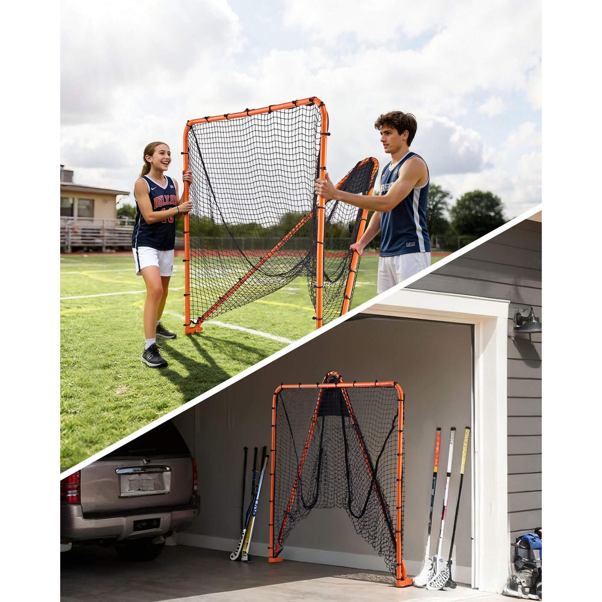 6'x6'x7' Lacrosse Goal Net Folding Backyard Lacrosse Training Equipment