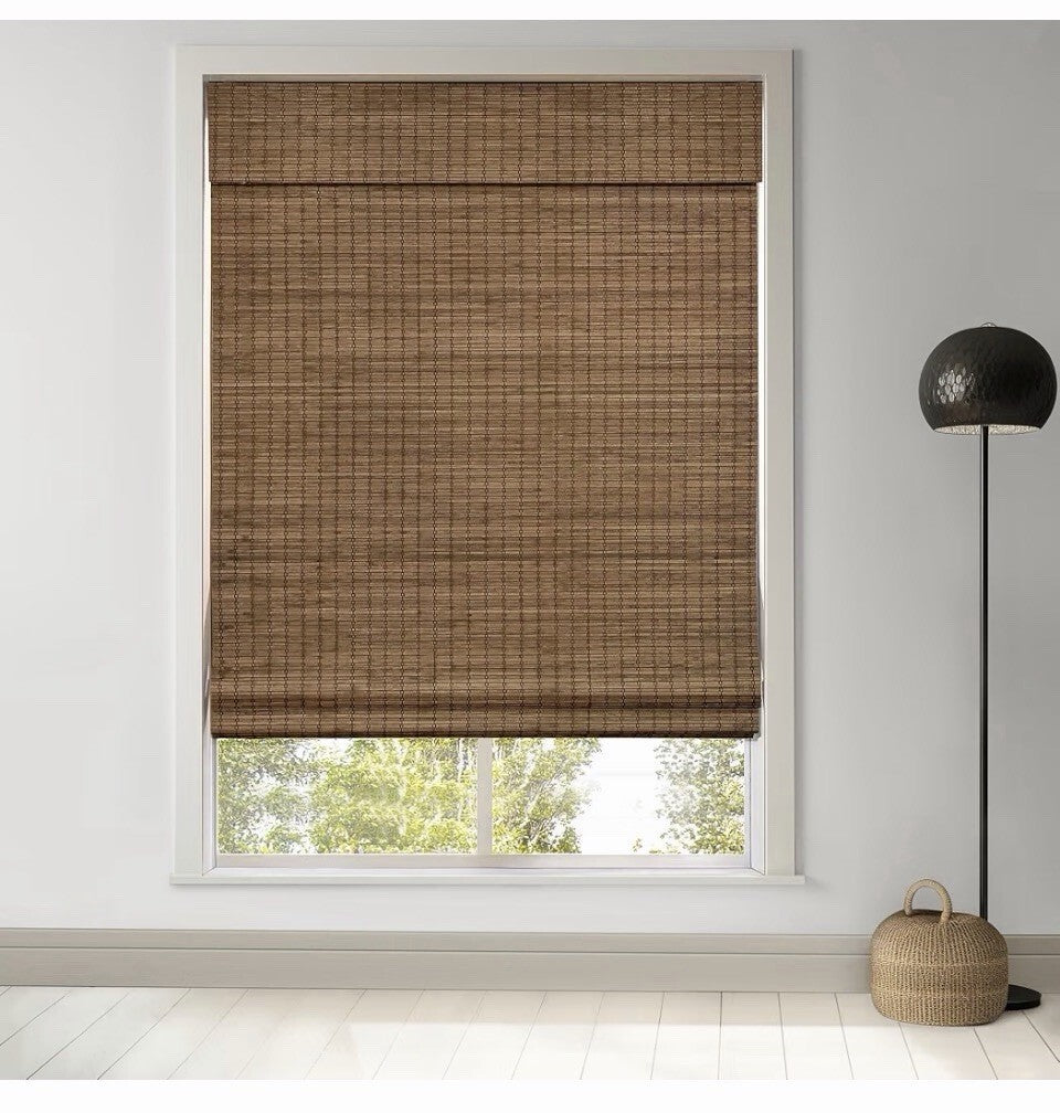 LazBlinds Cordless Bamboo Roman Shade 32.5x64 Highfield Teak Room Darkening