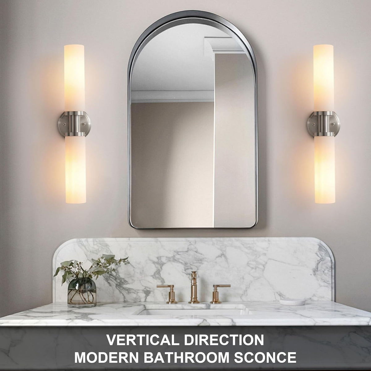 Wall Sconces Set of Two, Brushed Nickel Bathroom Sconces Wall Lighting