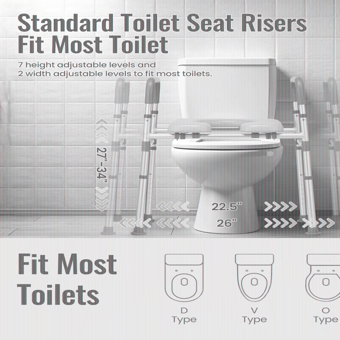 Deewow Raised Toilet Seat Risers with Handles, for Seniors, Handicap, Pregnant