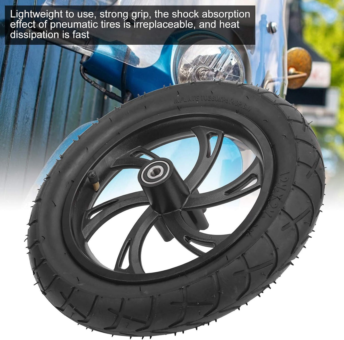 12In Electric Scooter Wheel, Scooter Tire with Wheel Hub Rubber Tyre Replacement
