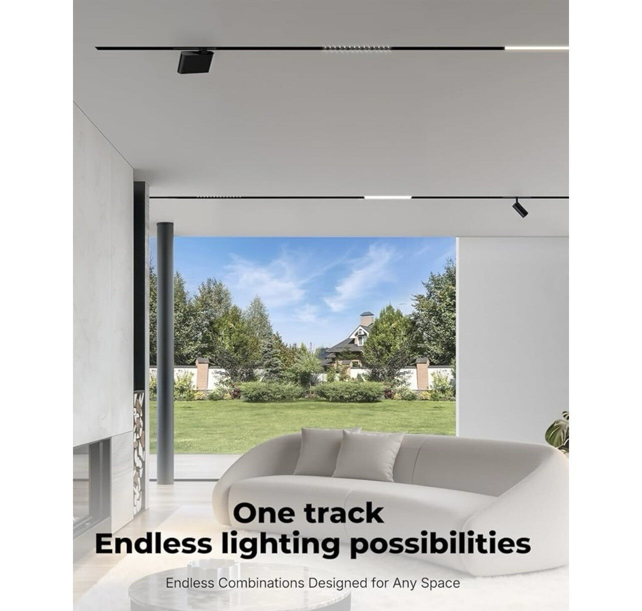 SCON 6-Pack Track Rails, Recessed Magnetic Track Lighting Kit
