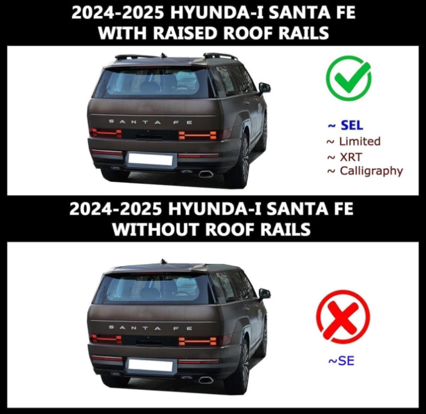 Roof Racks Cross Bars for Hyundai Santa Fe 2024-26 Aluminum Black-Gray lockable