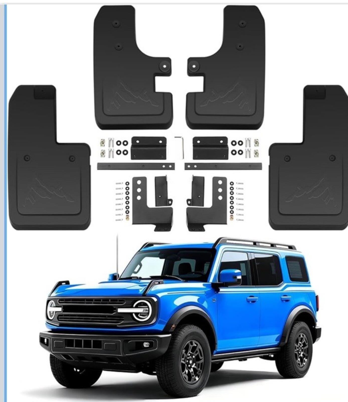 4PCS Front & Rear Mud Flaps Splash Guards Set For 2021-2024 Ford Bronco 2/4 Door