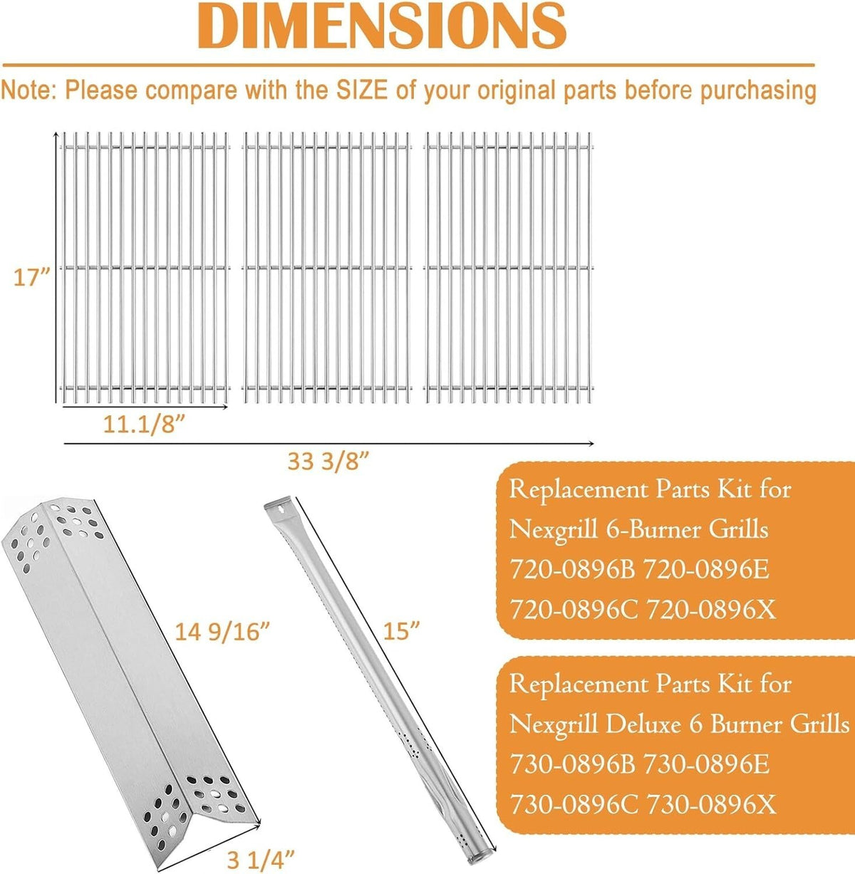 Replacement Parts for Nexgrill 720-0896B 720-0896E 720-0896X 720-0896C Deluxe...
