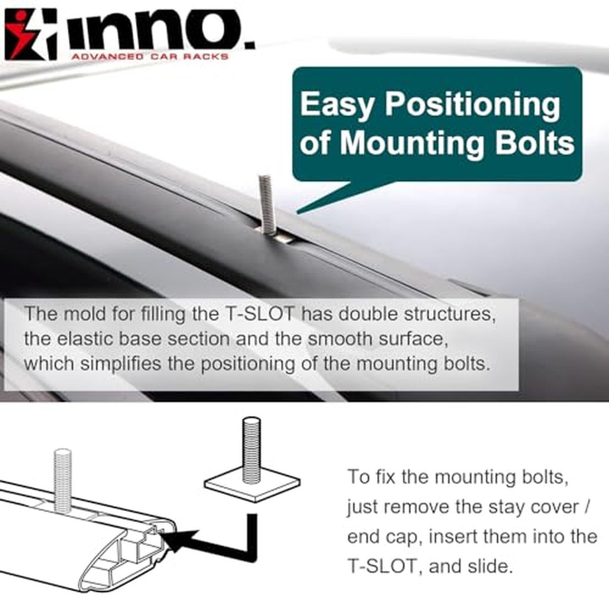 INNO AERO Base 42" BAR (1 Bar)Black Aluminum Made in Japan roof Rack Cross bar
