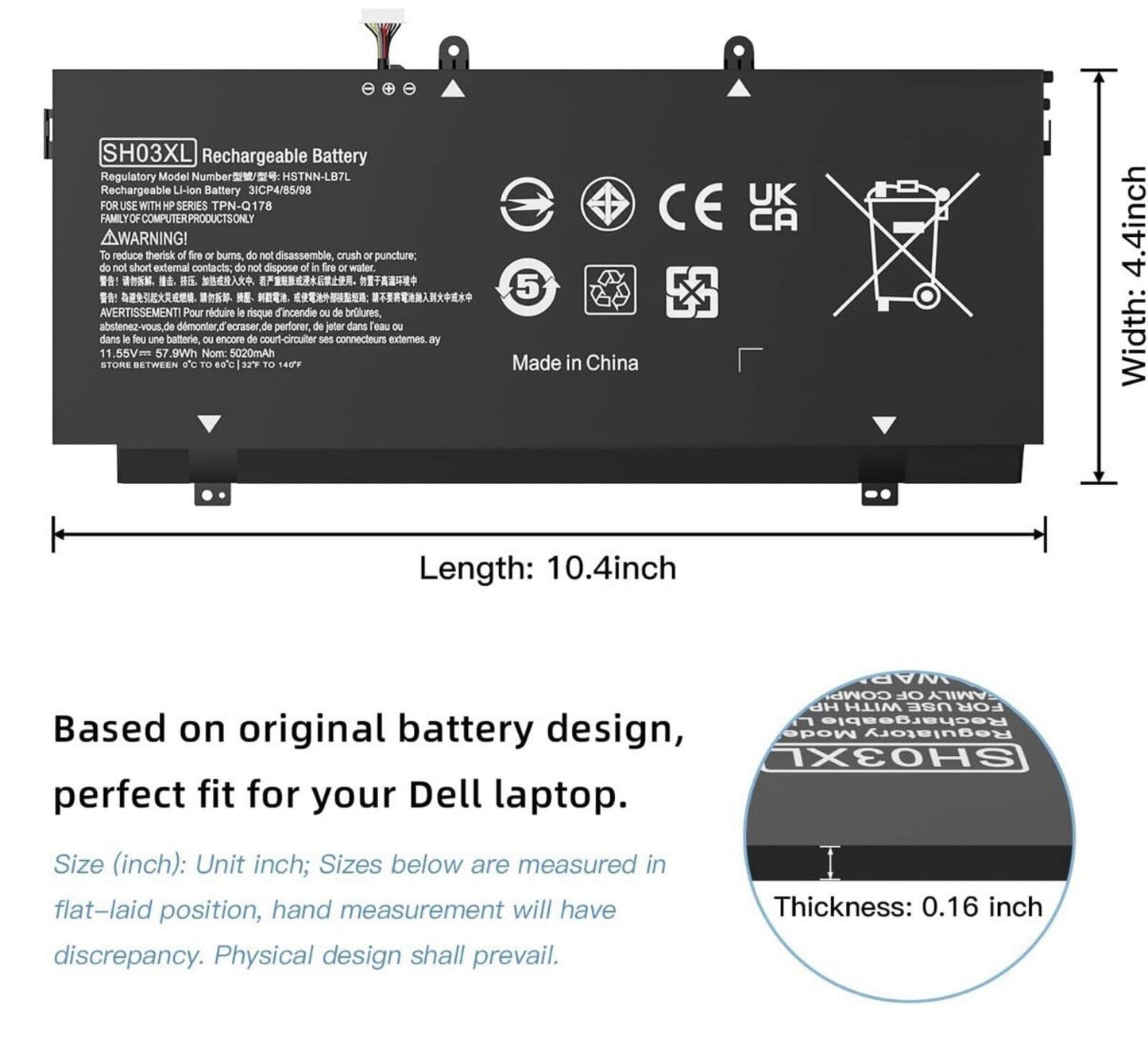 SH03XL 859356-855 Laptop Battery For HP Spectre X360 11.55V 57.9WH (Sealed Box)