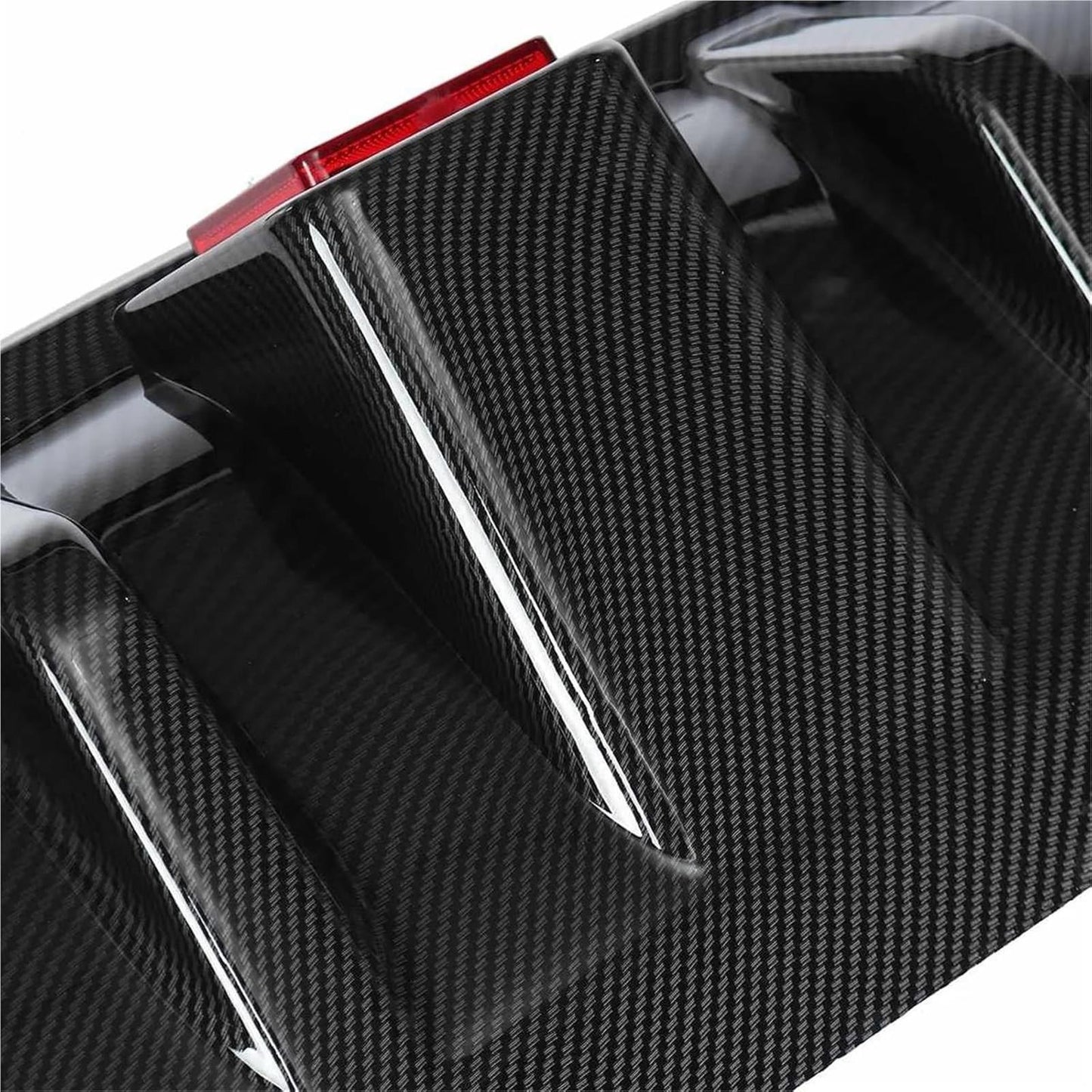 Carbon Fiber Look/Black Car Rear Bumper Diffuser Fins W/Led Brake Light Lamp