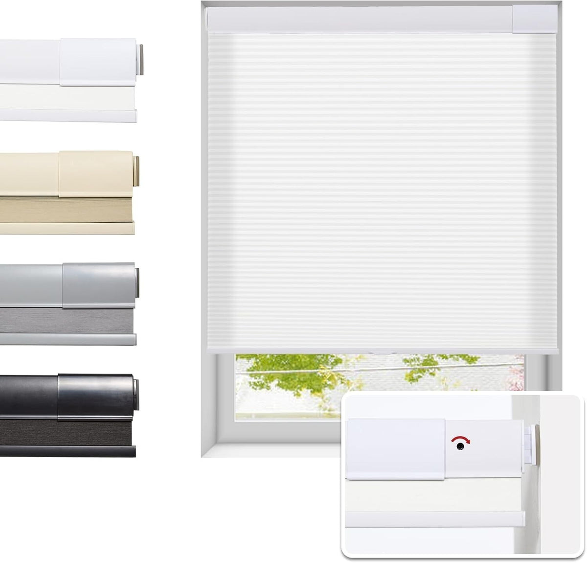 51.5 x 64 No Drill Cellular Shades for Indoor Windows, Thermal & Noise Reducing