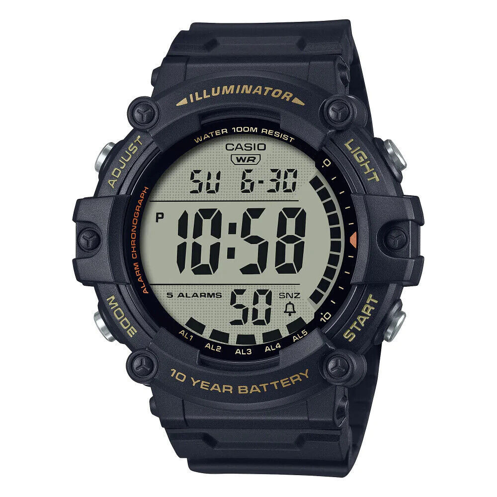 Casio AE1500WHX-1AV, Chronograph Watch, Illuminator,  5 Alarms, 10 Year Battery