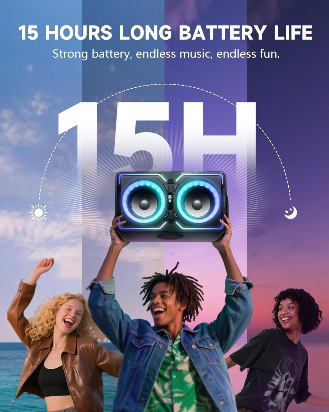 Hotlemon Large Bluetooth Speaker: 240W Peak Powerful Loud Sound with Deep Bass