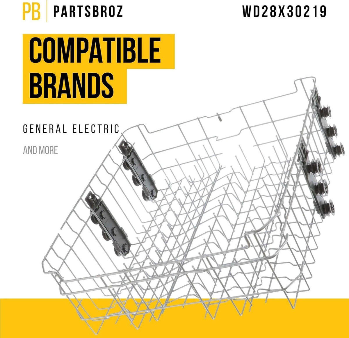 PartsBroz WD28X35779 WD28X30219 Dishwasher Upper Rack Assembly GE Haier