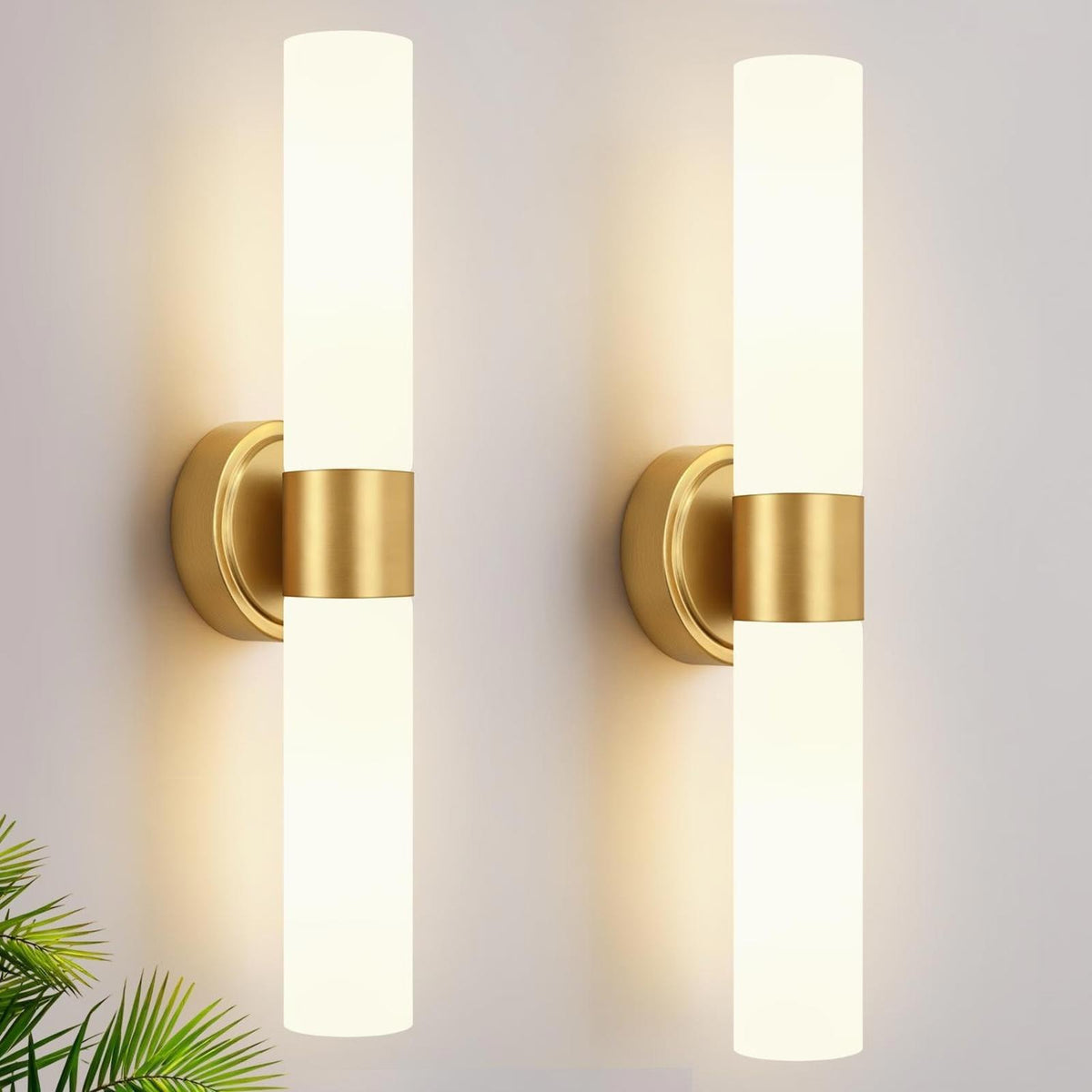 Wall Sconces Set of Two, Modern Bathroom Sconces Wall Lighting with Milky White