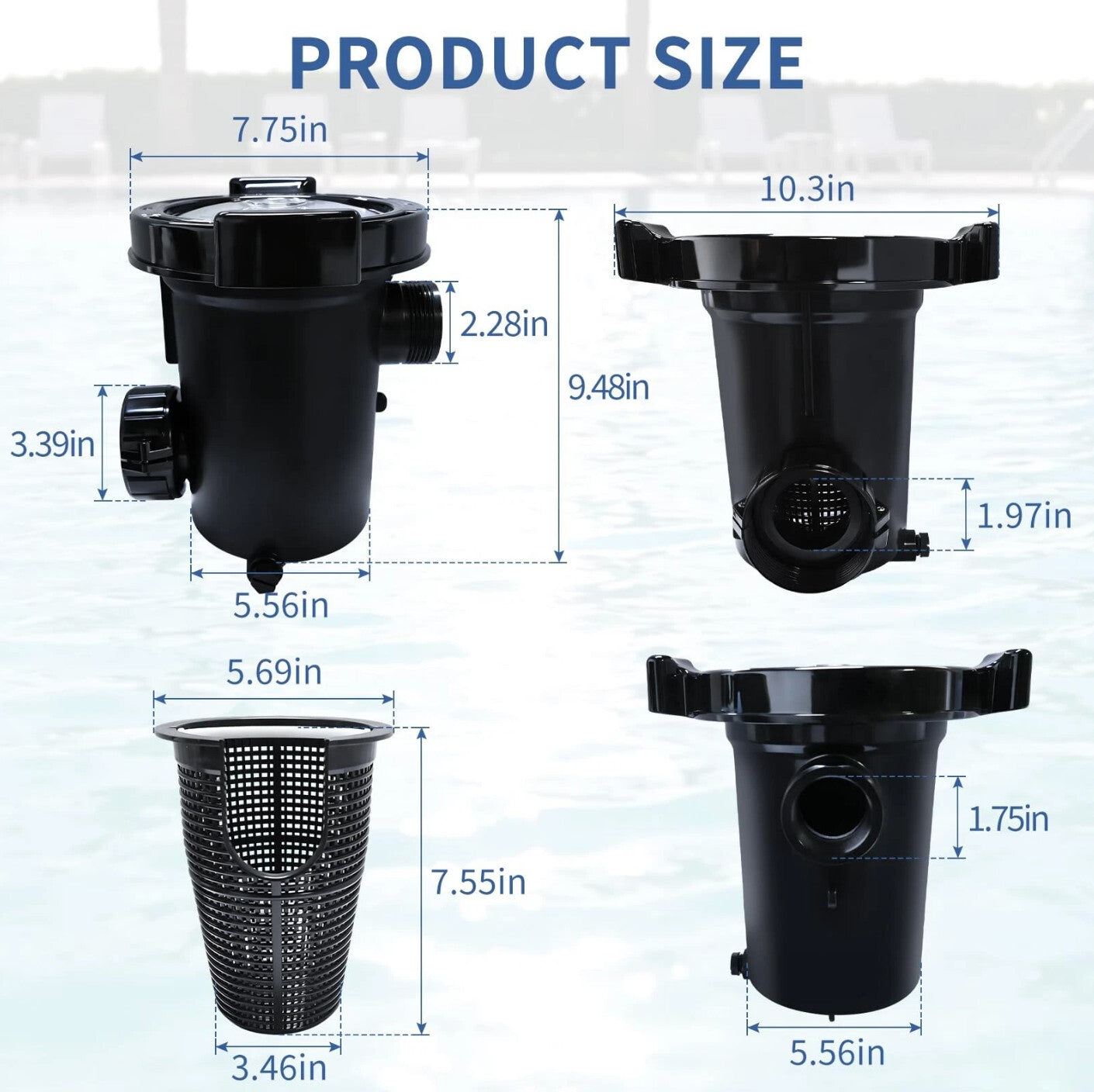 310-6500 Pump Strainer Housing with Lid & Basket for Waterway Hi-Flo Pumps